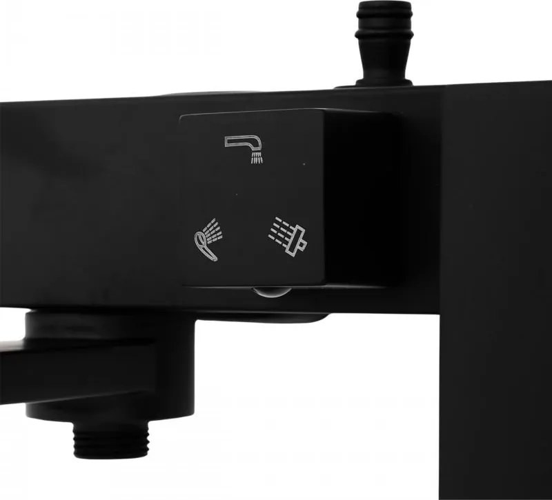 Erga Cube, sprchová batéria s vaňovým výtokom a horným pripojením sprchového stĺpu, 150 mm, čierna matná, ERG-YKA-BW.CB-BLK