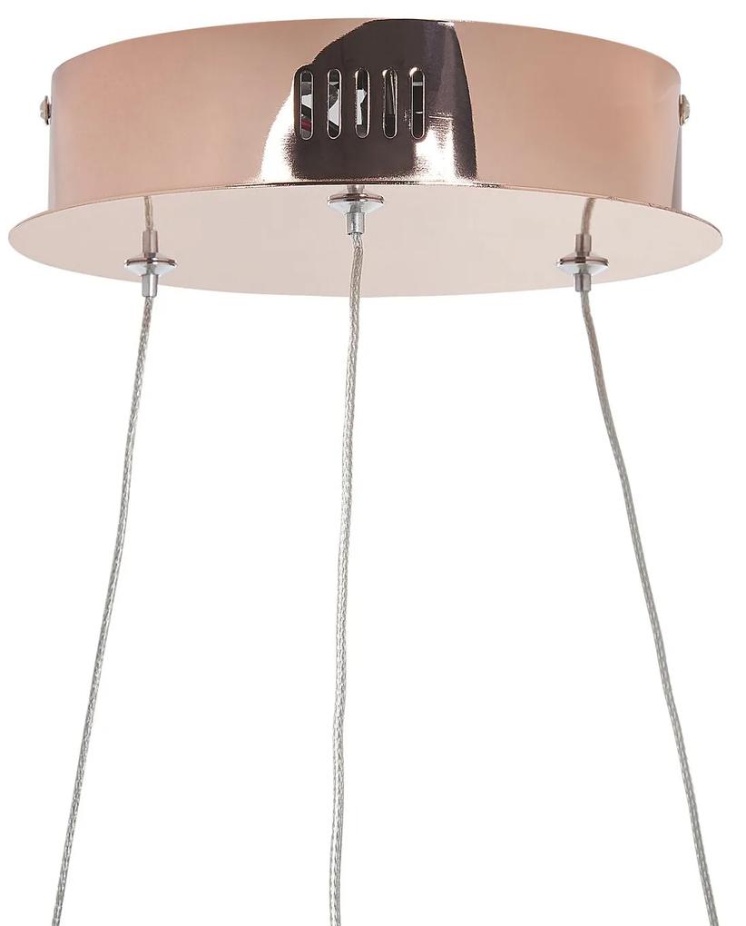 Závesná kovová LED lampa ø 50 cm ružovozlatá JORDAN Beliani