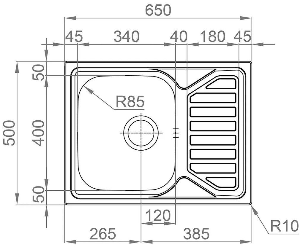 Nerezový drez Sinks OKIO 650 V textúrovaný