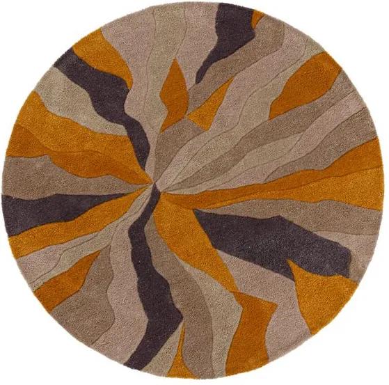 Flair Rugs koberce Ručně všívaný kusový koberec Infinite Splinter Ochre kruh - 135x135 (průměr) kruh cm