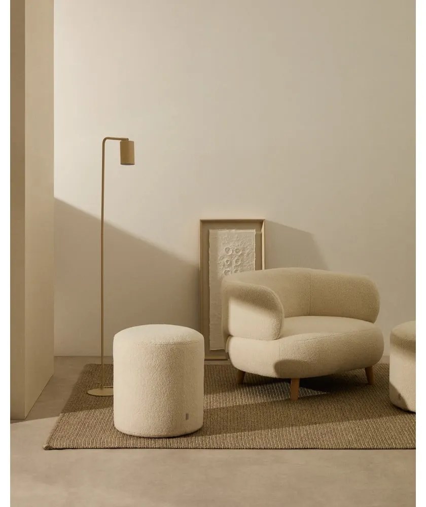 Krémový taburet z textílie buklé Kaeli – Kave Home