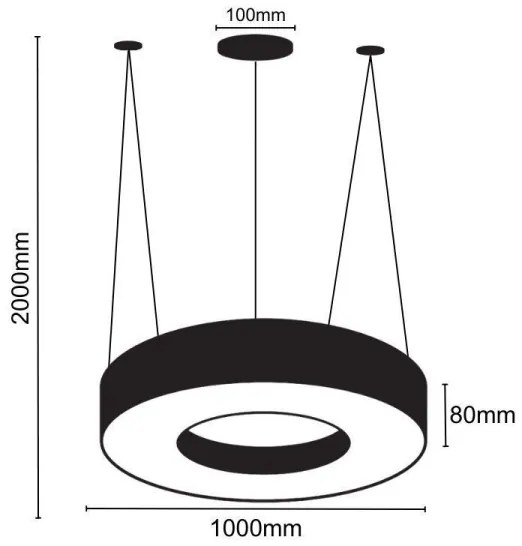LED Luster na lanku LED/50W/230V 4000K pr. 100 cm čierna