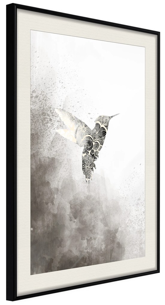 Artgeist Plagát - Ethnic Hummingbird [Poster] Veľkosť: 30x45, Verzia: Zlatý rám s passe-partout