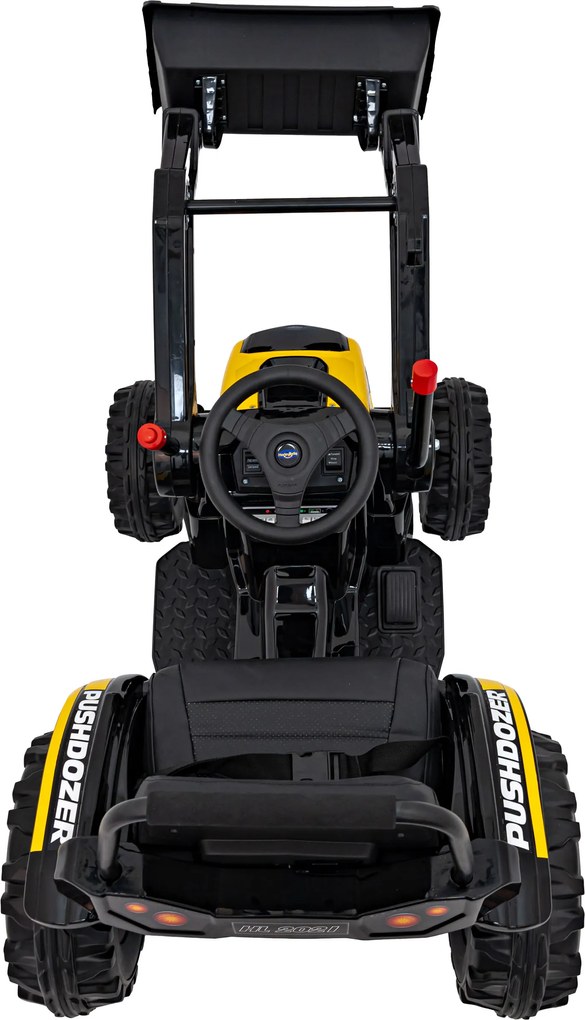 Ramiz Detský traktor na batérie žltý + pohyblivé rameno s lyžicou + diaľkové ovládanie + pomalý štart + FM rádio + LED
