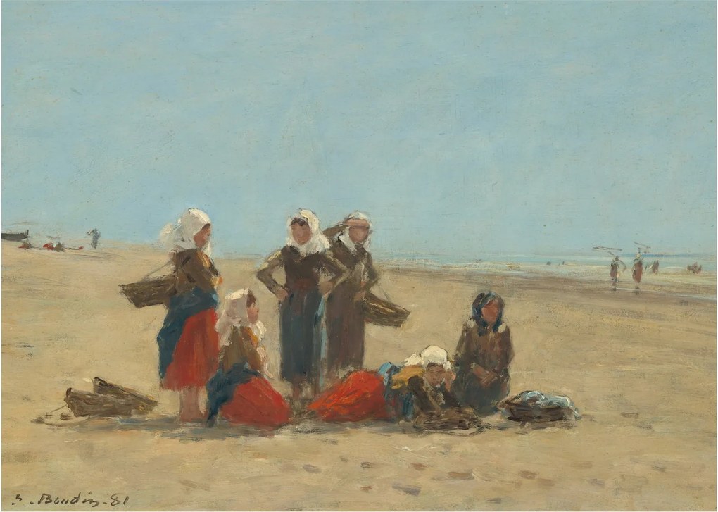 Obraz - Eugène Boudin, Women on the Beach at Berck, reprodukcia (70x50 cm)