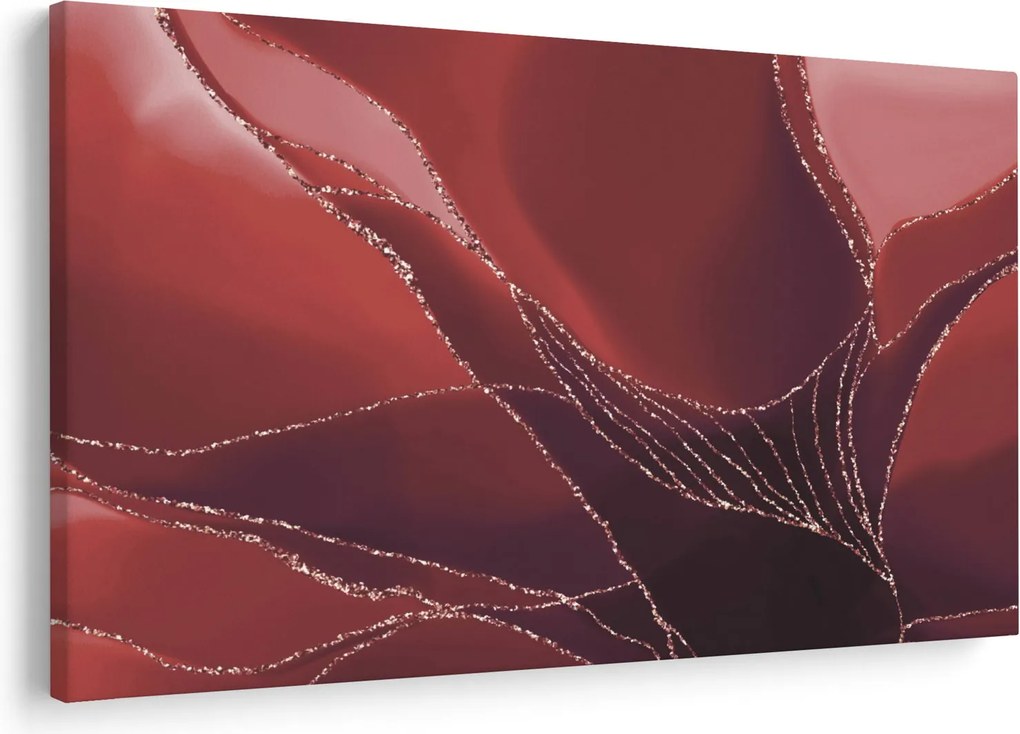 Obraz - Červená abstraktná kvetina N⁰2 (90x60 cm)