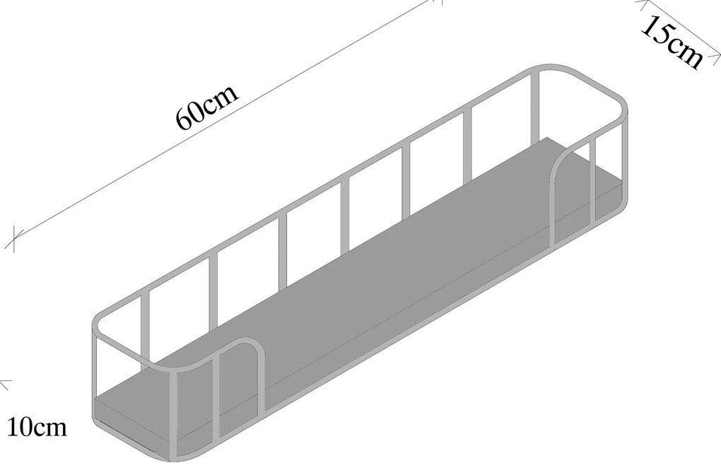 Nástěnná police SYRINGA černá/tmavý ořech