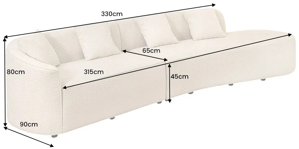 Dizajnová sedačka Pasquale 330 cm béžová