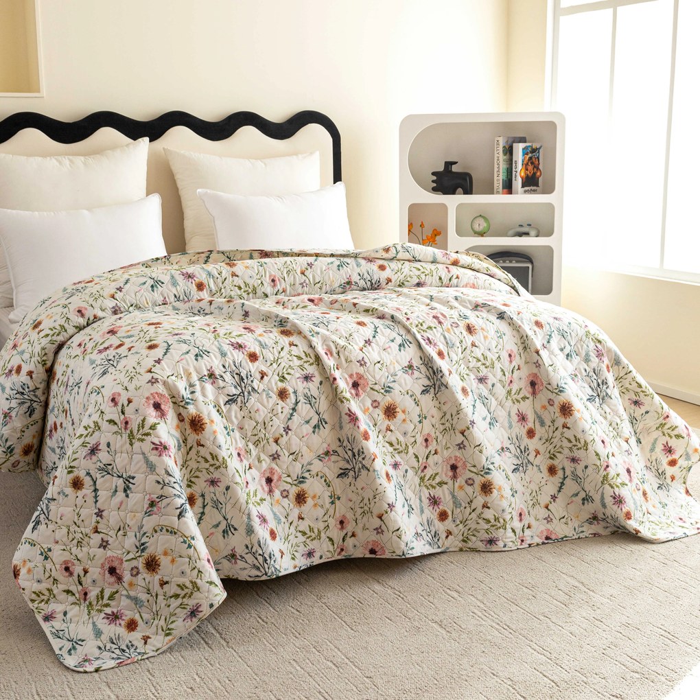 Prehoz na posteľ HERBALIS krémový Rozmer: 220 x 240 cm