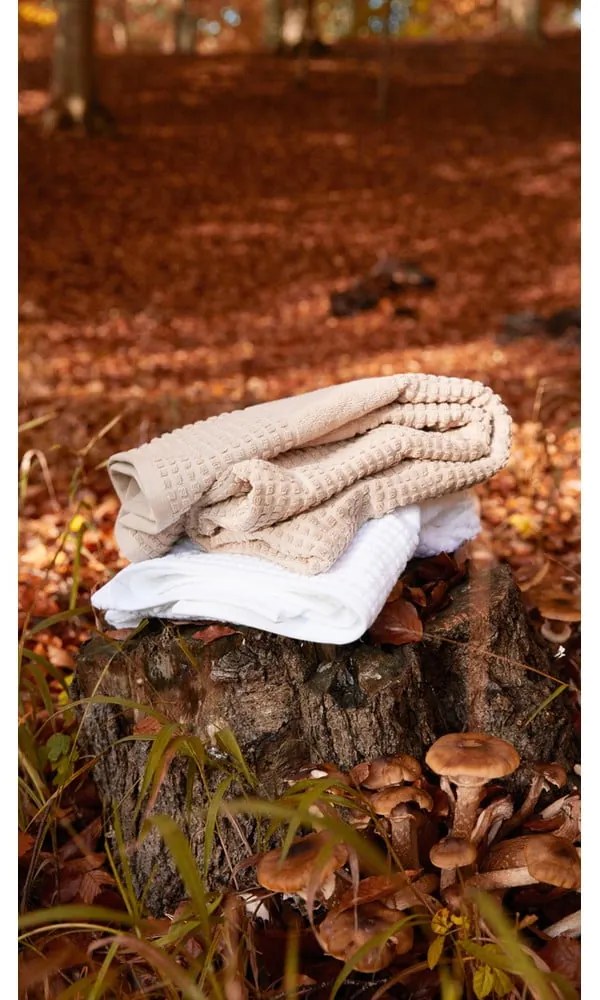 Biely froté uterák z Bio bavlny 50x100 cm Check – JUNA