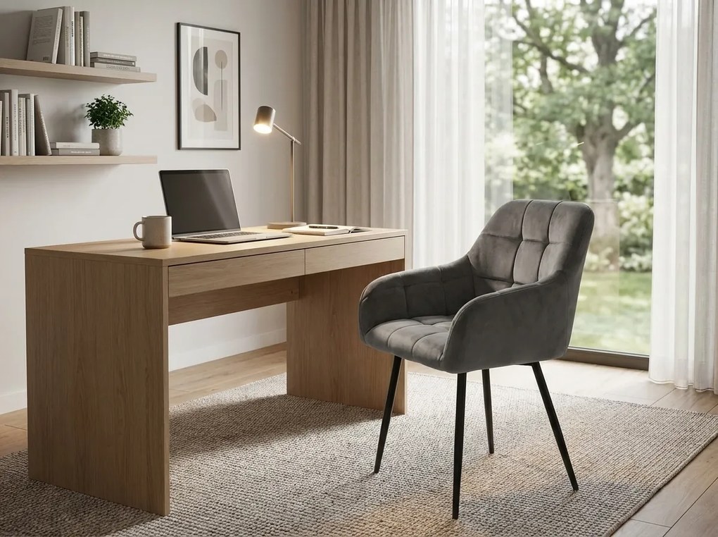 Sivé jedálenské kreslo MARLEN VELVET s čiernymi nohami