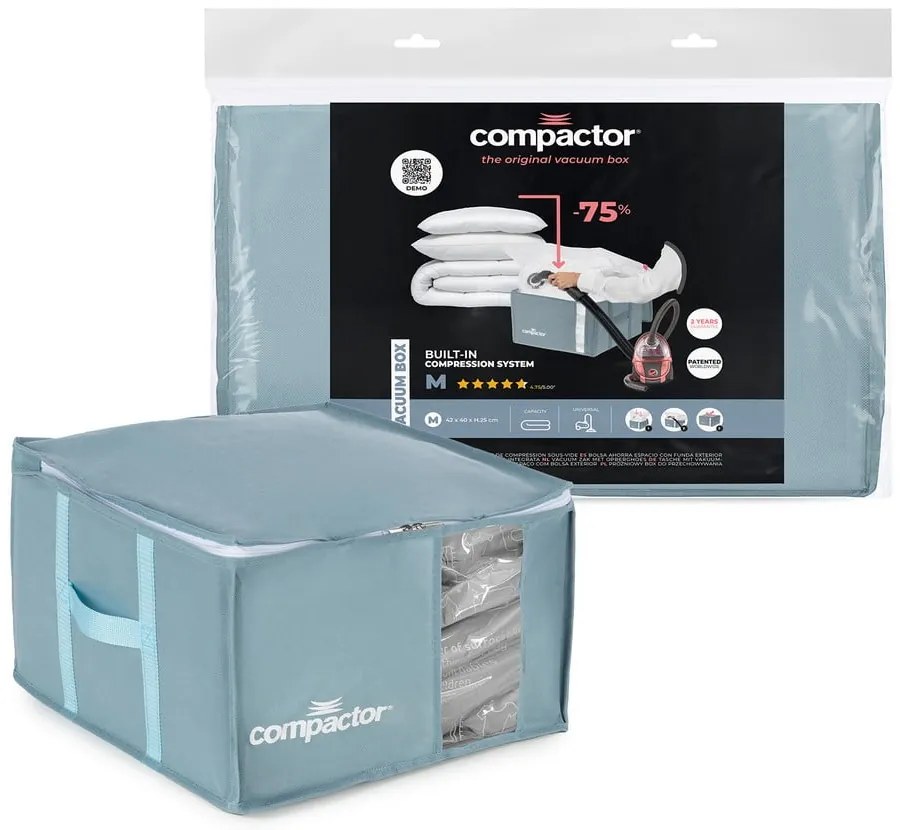 Vákuový plastový úložný box na oblečenie 42x40x25 cm Blue Edition – Compactor