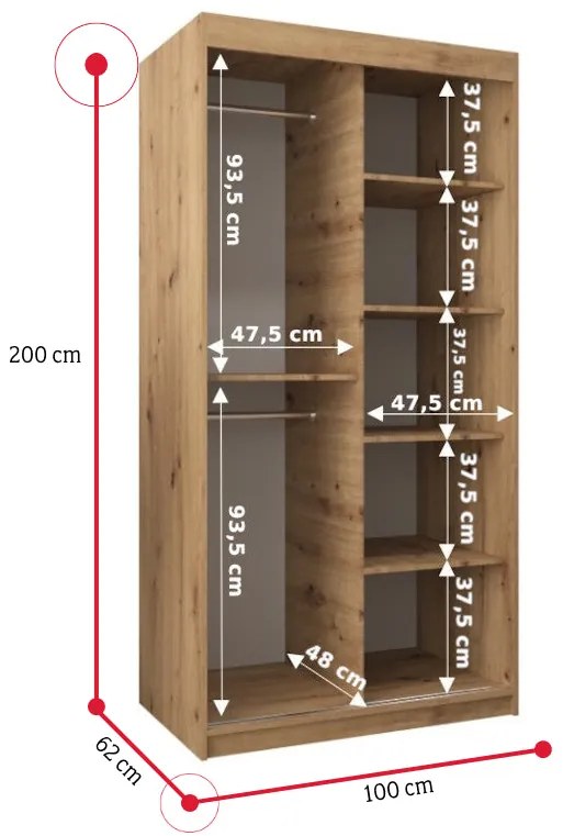 Posuvná skriňa VETORA - čierna / 100