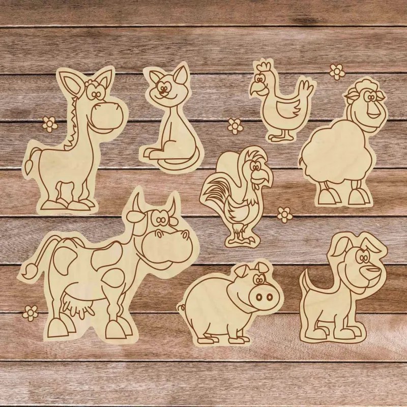 Detská drevená puzzle vkladačka - Zvieratká na farme 8 dielikov | SENTOP H024