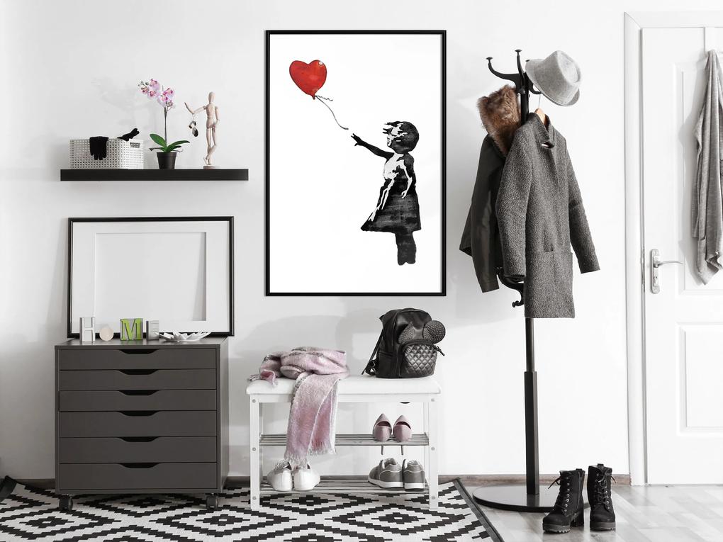 Artgeist Plagát - Banksy: Girl with Balloon [Poster] Veľkosť: 40x60, Verzia: Čierny rám