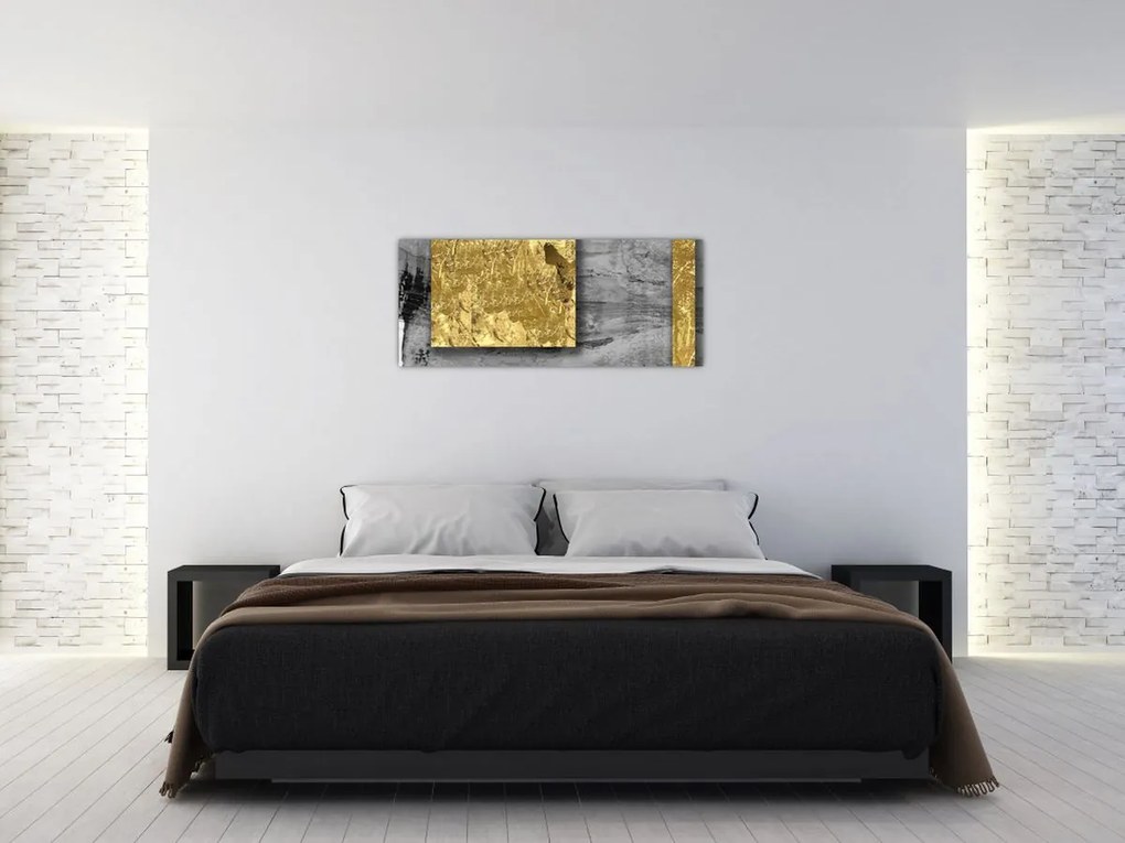 Obraz - Zlaté štvorce N⁰2 (120x50 cm)