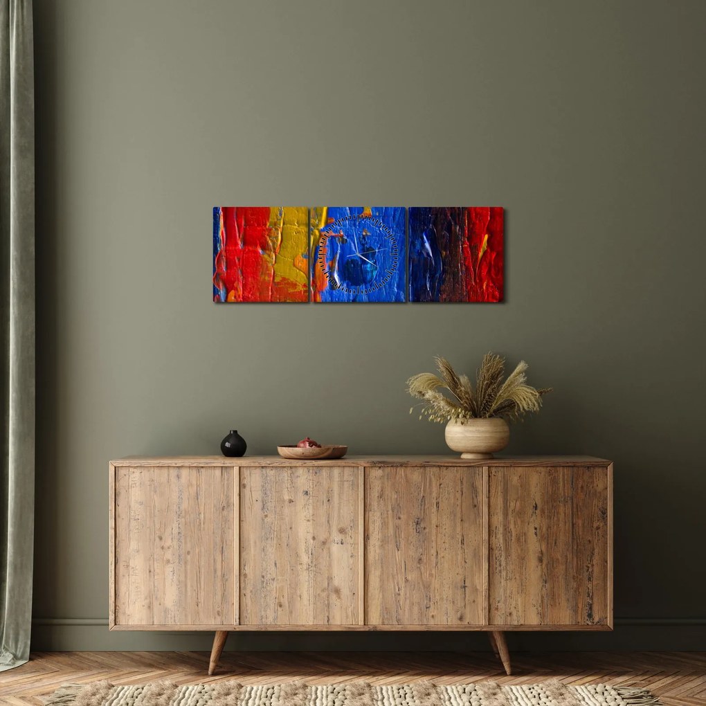 Obraz maliarskych farieb (s hodinami) (90x30 cm)