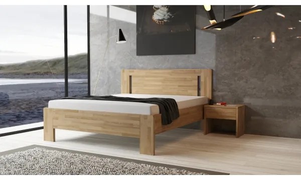 TEXPOL Manželská masívna posteľ LÍVIA - vertikálne čelo Veľkosť: 200 x 200 cm, Materiál: BUK morenie tabak