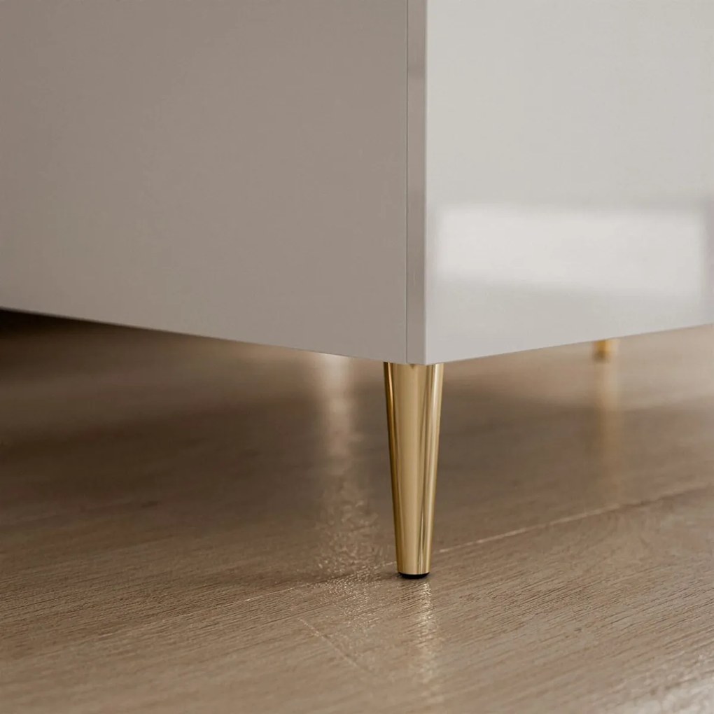 KONFERENČNÝ STOLÍK NESSIE 3 BIELY LESK + ZLATÝ 90 cm