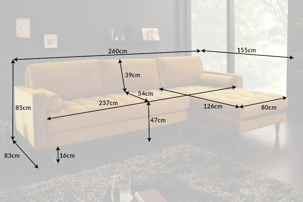 Rohová sedacia súprava 40273 Cozy - Zamat Šedá