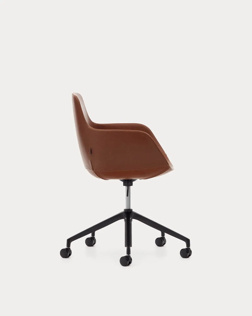 Otočná stolička tassina na kolieskach kožená hnedá MUZZA