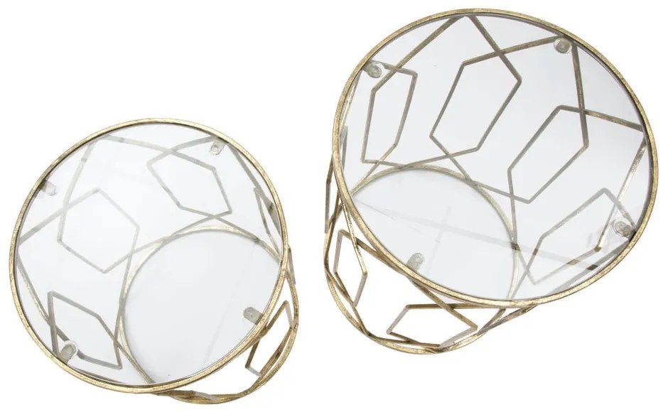 Okrúhle odkladacie stolíky v súprave 2 ks so sklenenou doskou ø 42 cm Tunisi – Mauro Ferretti