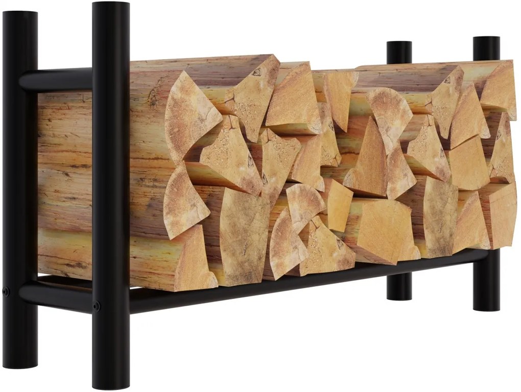 Stojan na drevo Medya round - 30x100x60 cm, kov čierny