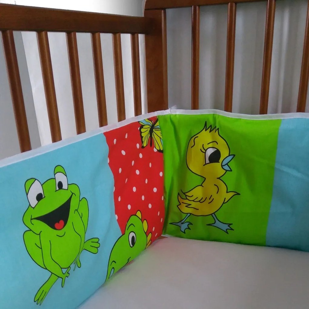 Mantinel do postieľky zvieratká modré EMI: Detská postieľka 60x120cm