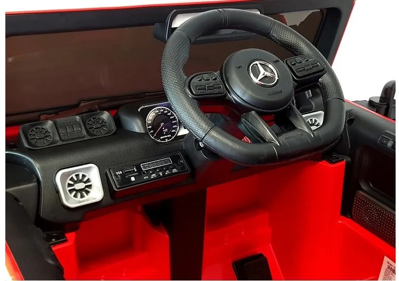 LEAN CARS ELEKTRICKÉ AUTÍČKO - MERCEDES G63 - NELAKOVANÉ ČERVENÉ - 2x45W MOTOR - 12V7Ah BATÉRIA -2022