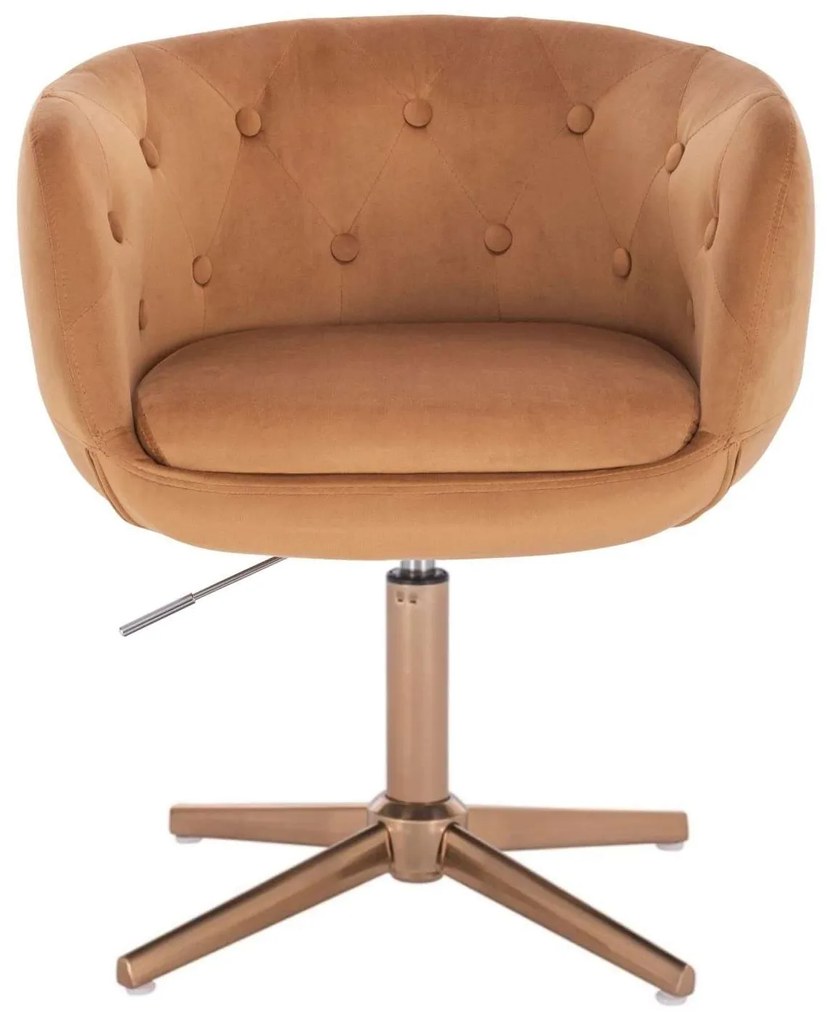 LuxuryForm DESIGN Kreslo MONTANA VELUR na zlatom kríži - hnedé