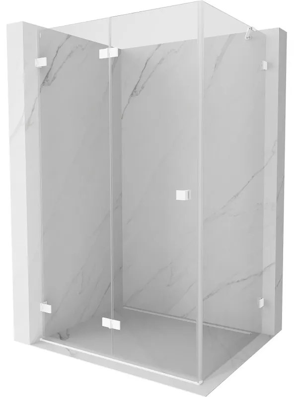 Mexen Lunar-F, skladací sprchový kút ľavý 85 x 80 cm, 8mm číre sklo, biely profil, 836-085-080-20-00-L