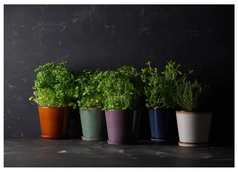 Kameninový obal na kvetináč ø 14 cm Gastro Dark Blue/Black – Bitz