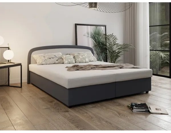 Čalúnená posteľ s pružinovou matracou a úložným priestorom MALIA 160x200 sivá