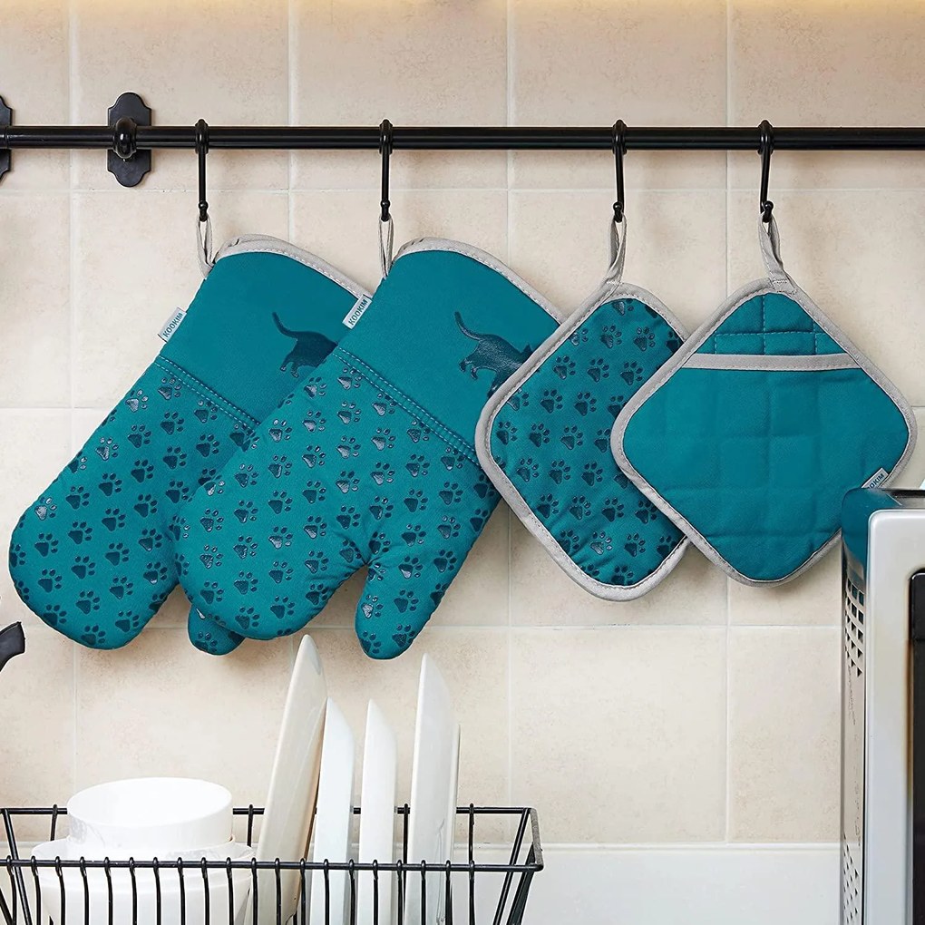 Set rukavíc na pečenie s podložkami, 2 x 2 ks