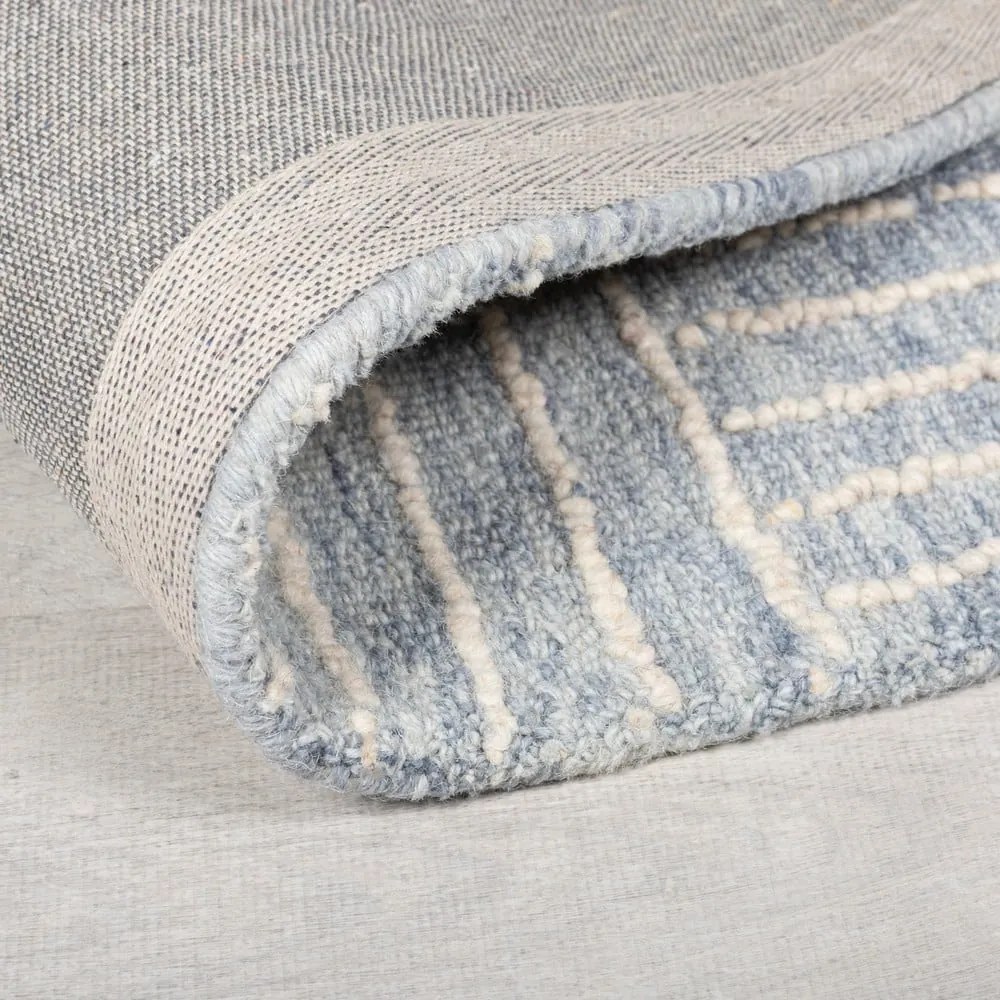 Svetlomodrý ručne tkaný vlnený koberec 80x150 cm Memphis Wool – Flair Rugs