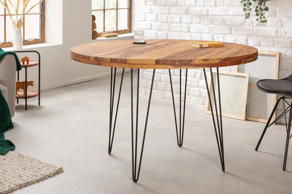 Dizajnový okrúhly jedálenský stôl Elegant 120 cm Sheesham