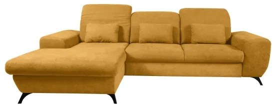 Rozkladacia rohová čalúnená sedacia súprava s úložným priestorom do L ALTA ľavá žltá