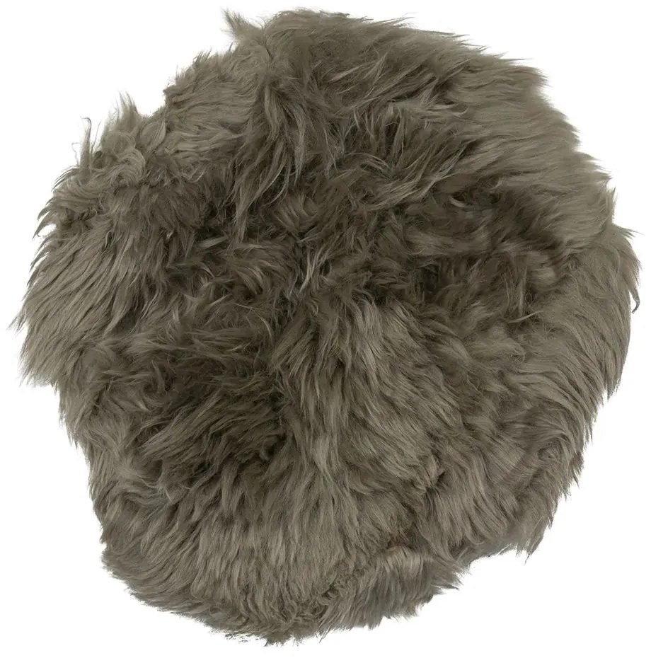 Hnedý chlpatý guľatý podsedák z ovčej kože Ship - Ø 40 * 2cm