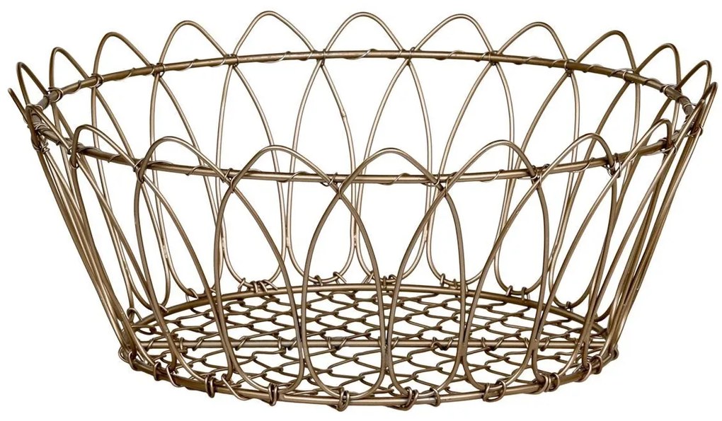 Mosadzný antik kovový košík Fil de fer Basket - Ø 27*11 cm
