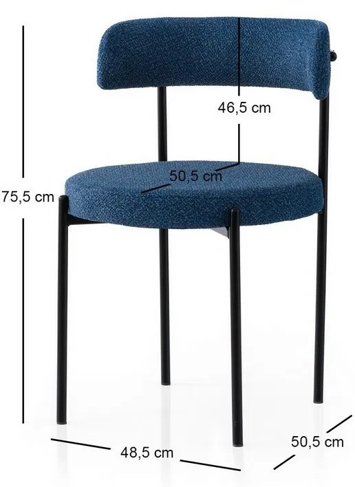 Súprava jedálenských stoličiek Gini Dark Blue and Black, 2 ks