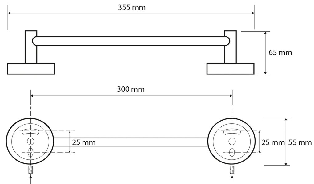 SAPHO XS406 X-Steel polička na uteráky s hrazdou, brúsená nehrdzavejúca oceľ