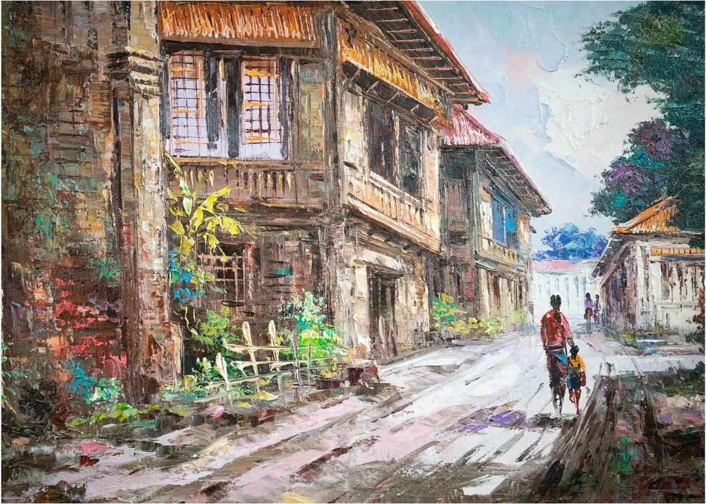 Sklenený obraz Filipínske dediny, Ázia (70x50 cm)