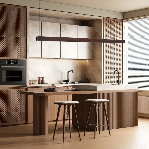 Immax NEO 07302L-LED stmievateľný luster na lanku MADEIRA 44W/230V Wi-Fi Tuya 202 cm orech