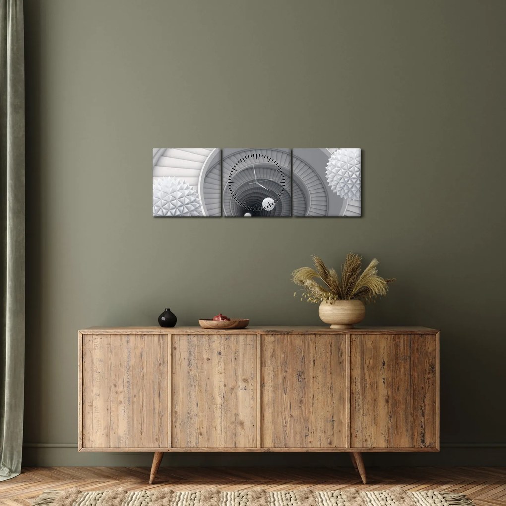 Obraz 3D abstrakcie (s hodinami) (90x30 cm)