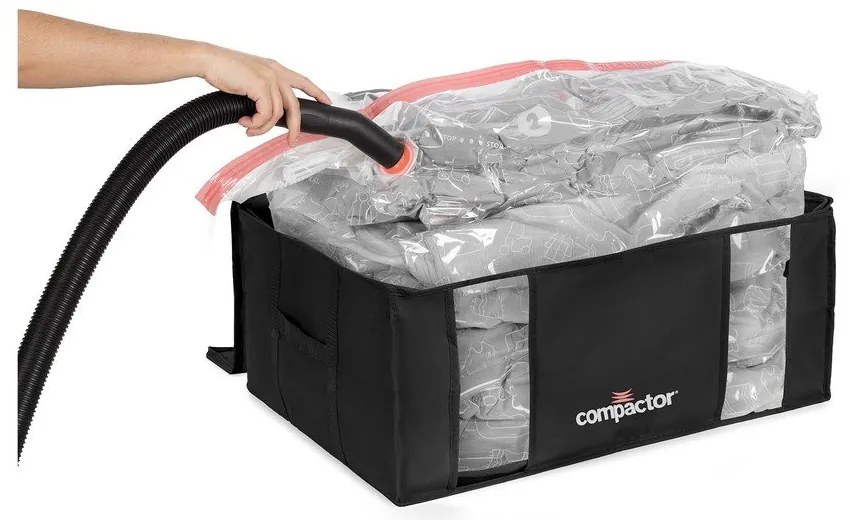 Čierny úložný box s vákuovým obalom Compactor Black Edition, objem 210 l