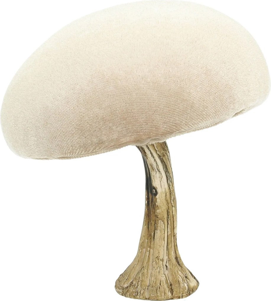Dekorácia Velvet Mushroom 12 cm beige