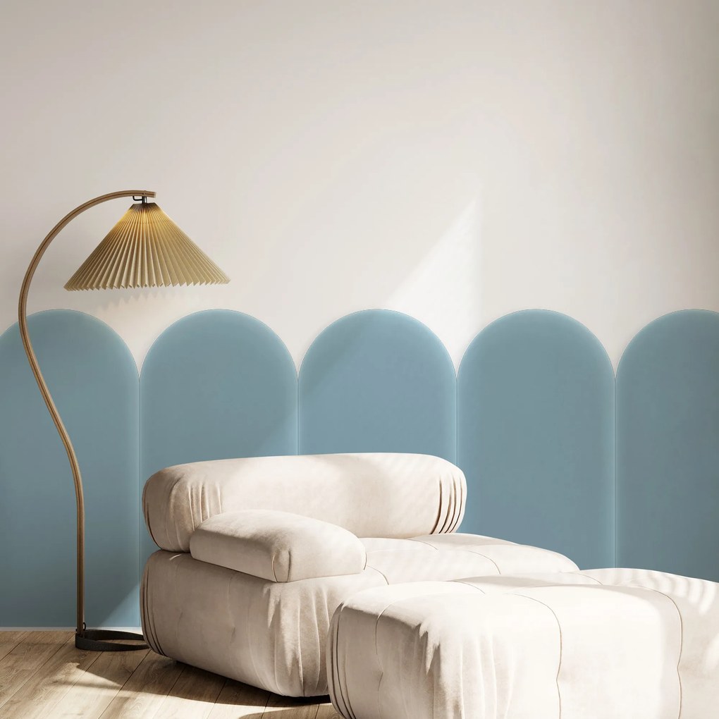 Zamatový čalúnený panel - Oblúk - 30x80cm Farba: Bledomodrá