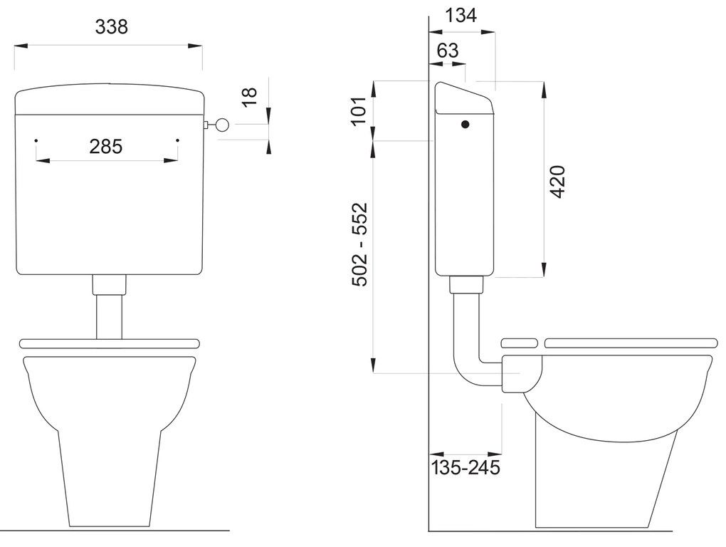 CREAVIT CREAVIT, WC kombi, dvojtlačítko 4,5/6l, spodný odpad, biela, TP3406