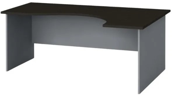 Rohový kancelársky pracovný stôl PRIMO FLEXI, zaoblený 180x120 cm, sivá / wenge, pravý