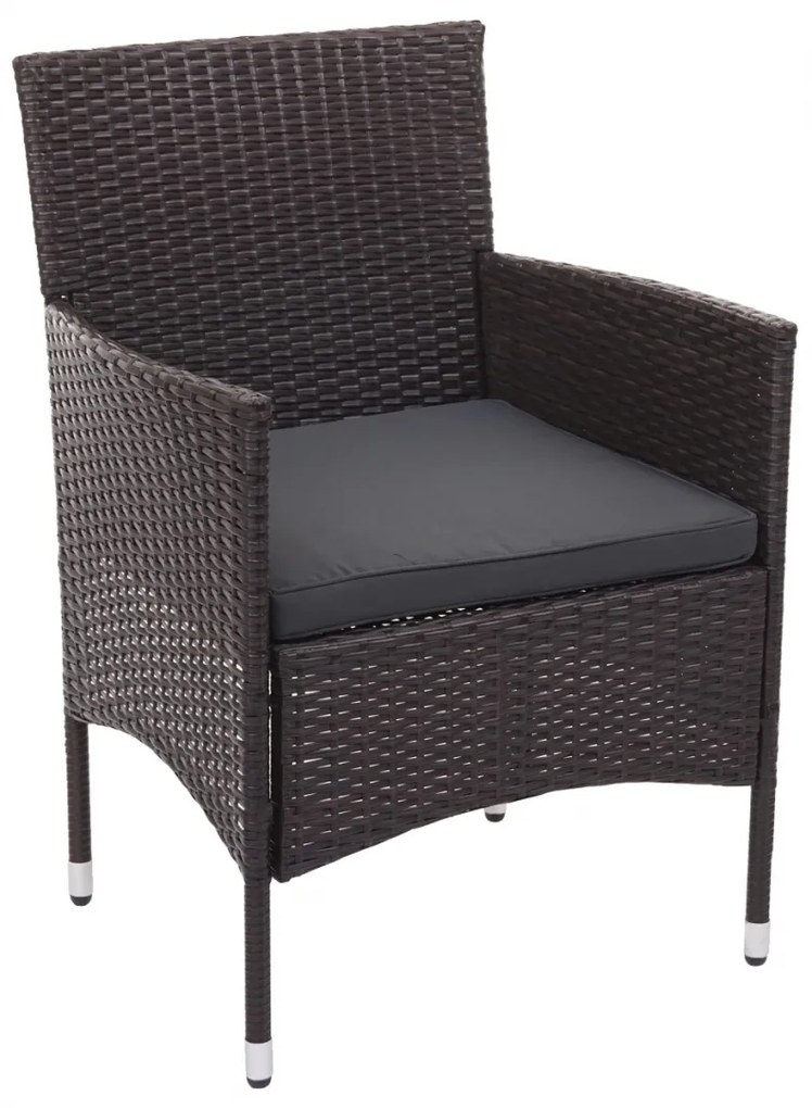 Záhradná súprava 2 kresiel, pohovky a stolíka HWC-F55 - hnedá, vankúše tmavosivá